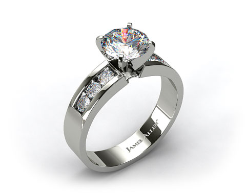 14k White Gold 0.30ct Channel Set Round Shaped Diamond Engagement Ring
